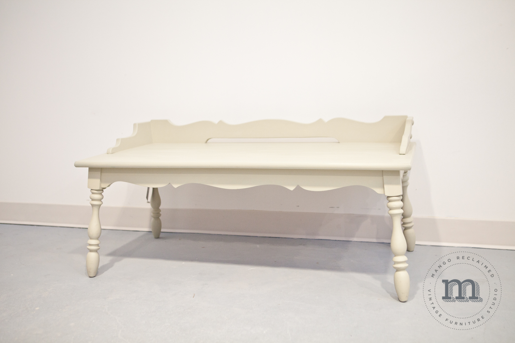 Without pillows it's a coffee table - add some pillows and it's a bench! Custom sewn pillows also available, $50/ea.