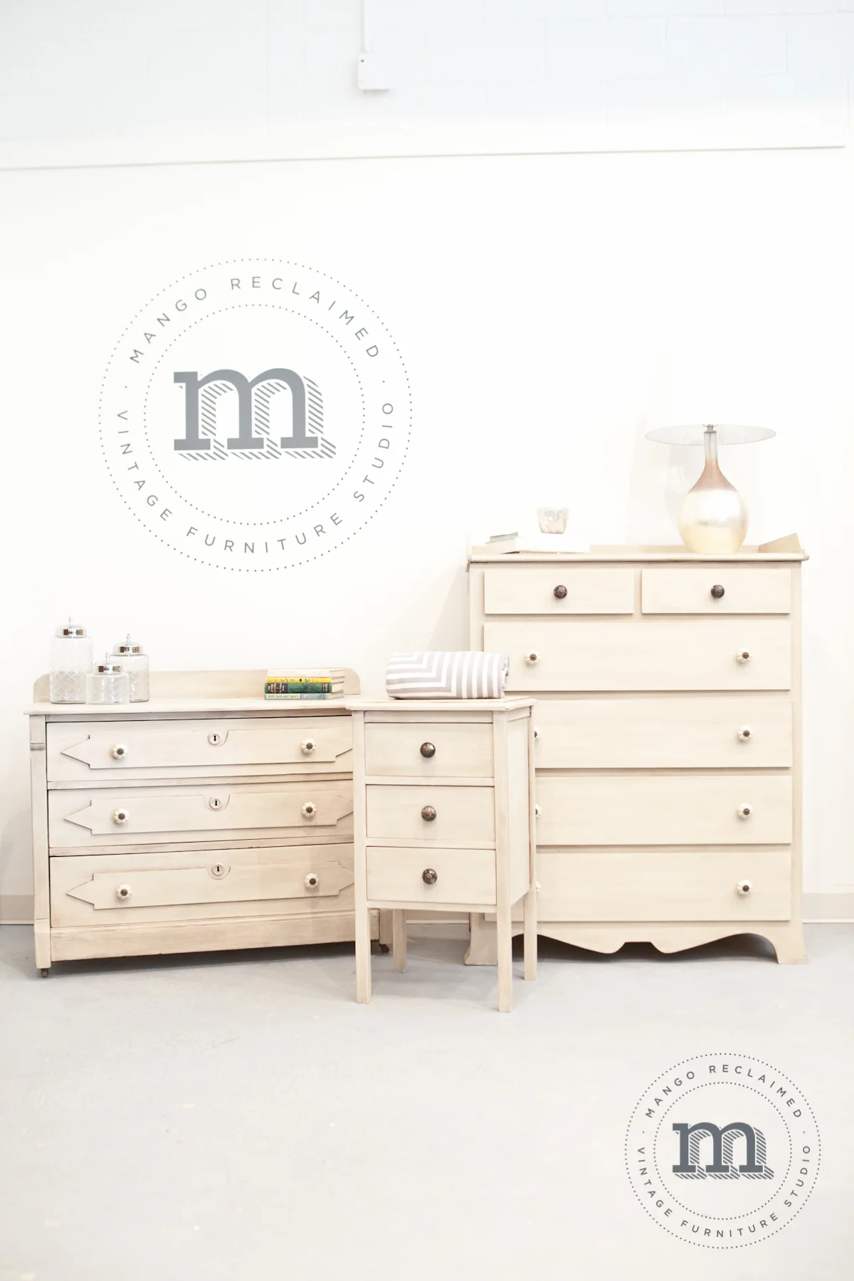 Custom restyled bedroom set by Mango Reclaimed. Styled and accessorized by The Inspiration Nest . All products available for purchase at Mango Reclaimed.