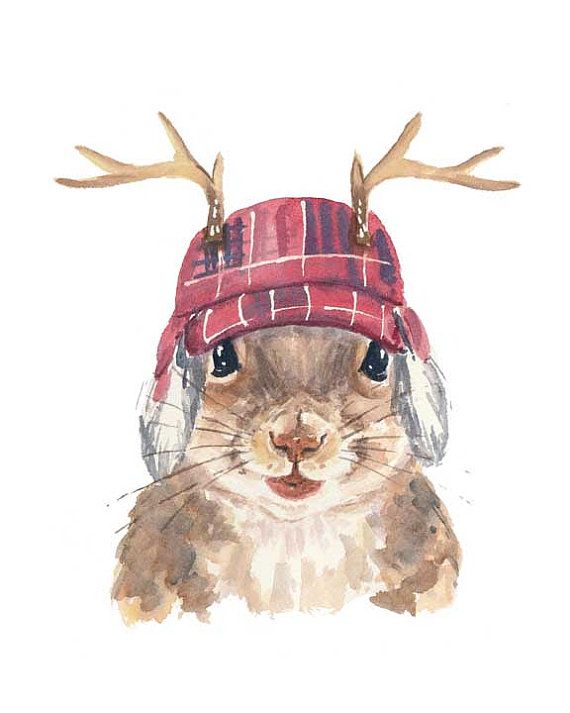 Adorable Canadiana squirrel print available from 'Water In My Paint', on Etsy here.