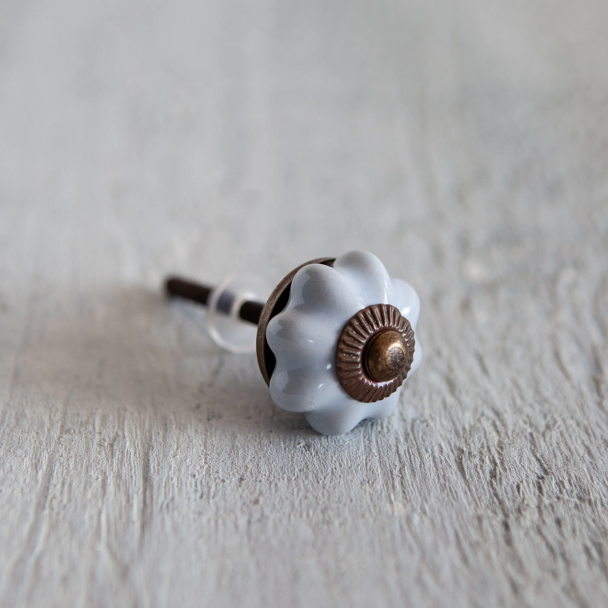 Melon knob small, soft blue, antique — Mango Reclaimed