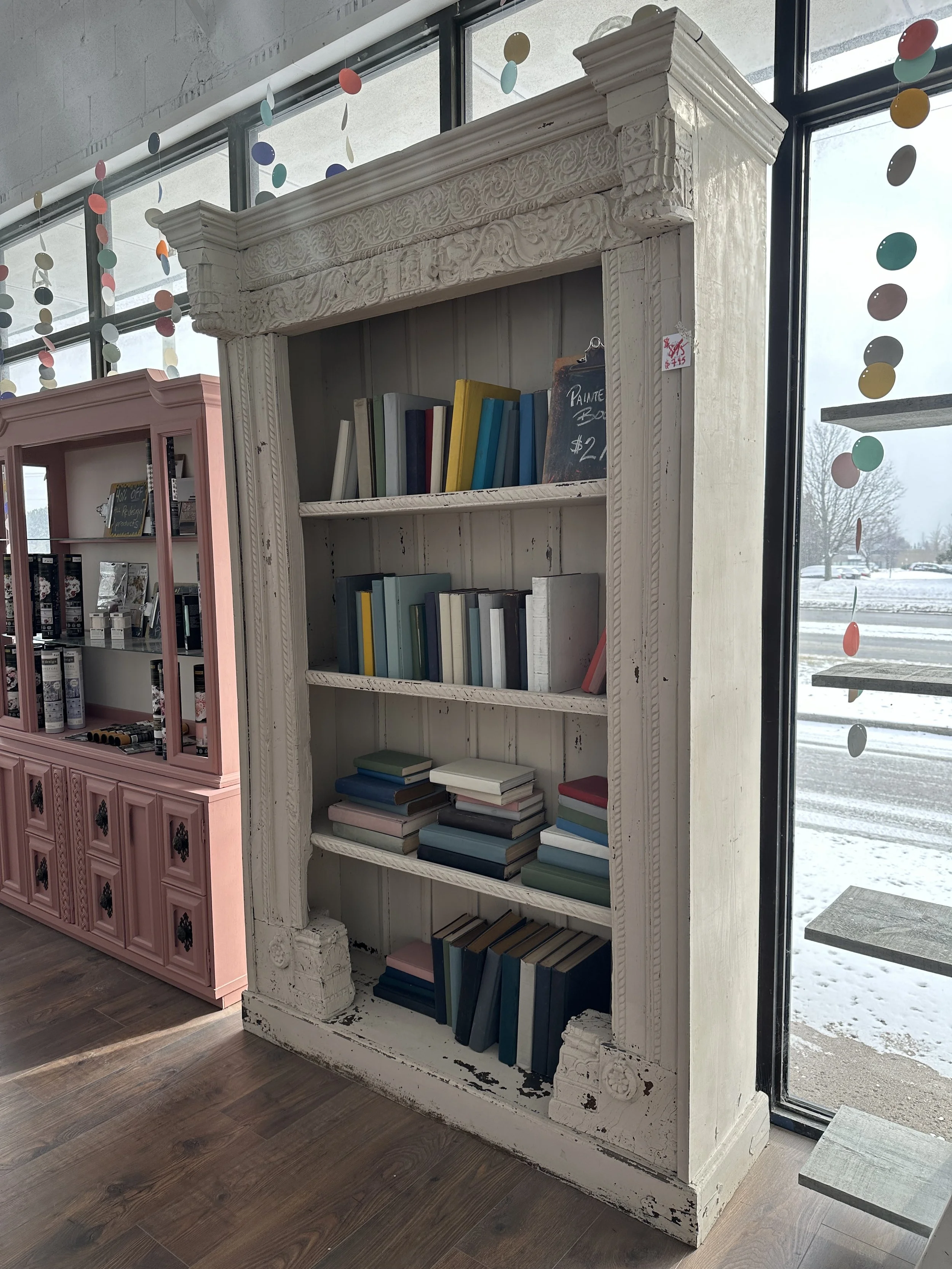 Milk Painted Antique Bookcase