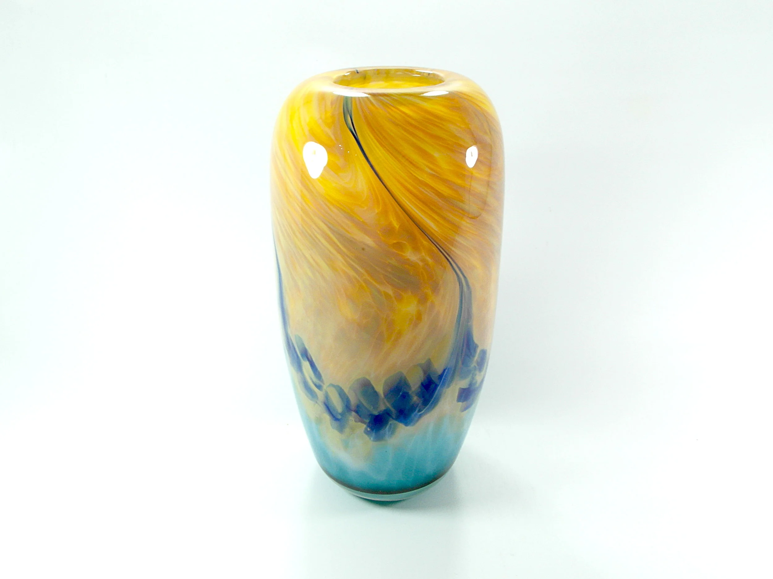 Gold and Teal Blown Glass Vase