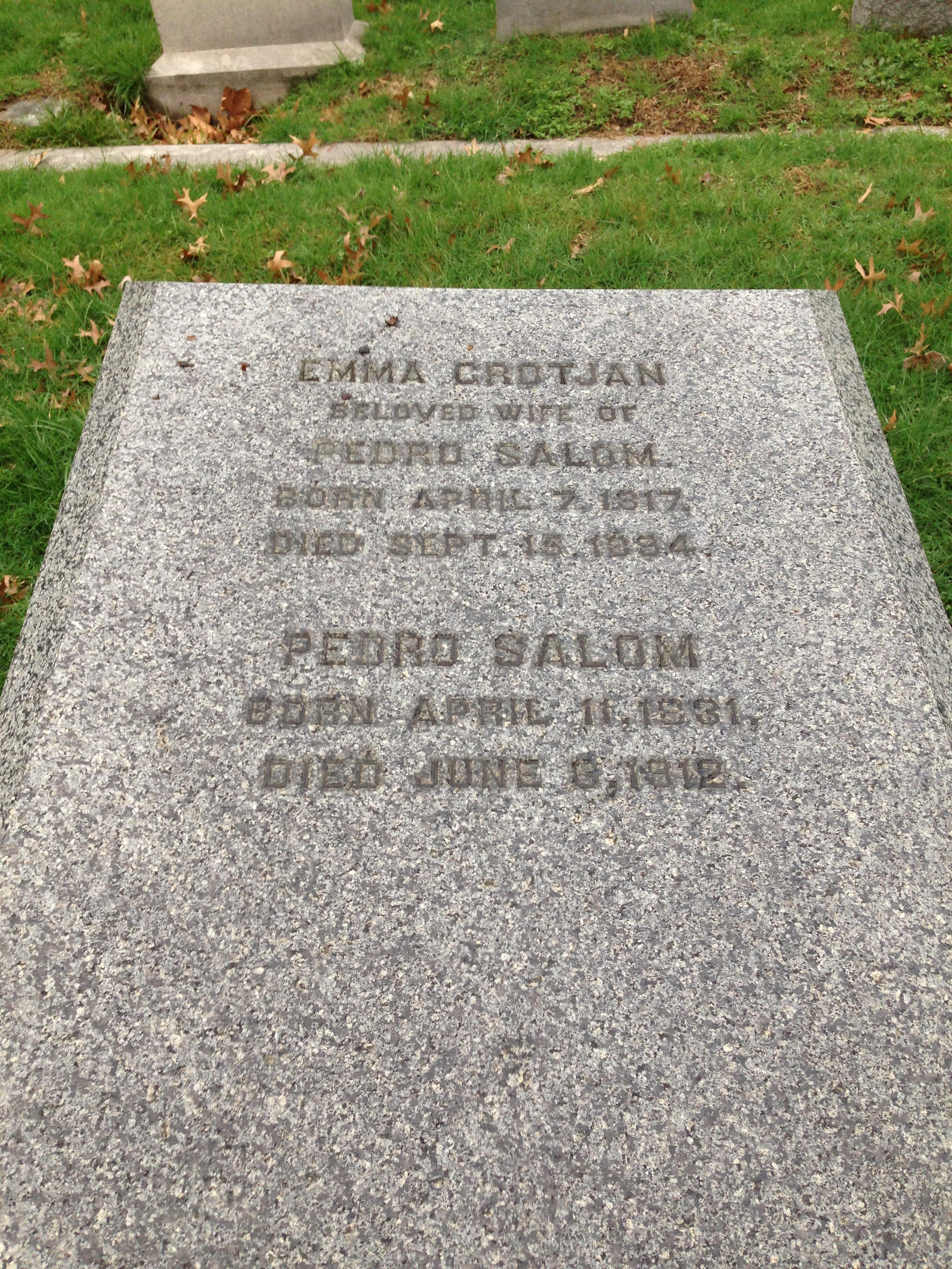 Pedro Salom, the inventor of the first battery powered car, is buried at The Woodlands.
