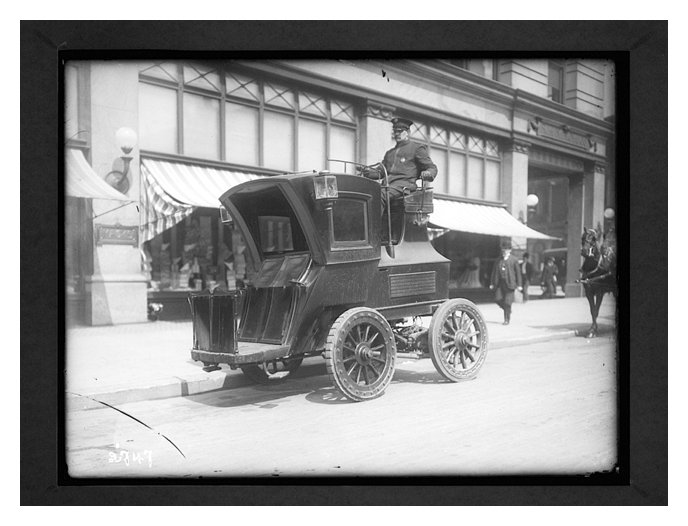An Electrobat cab, ready to navigate the bustling streets of Manhattan.