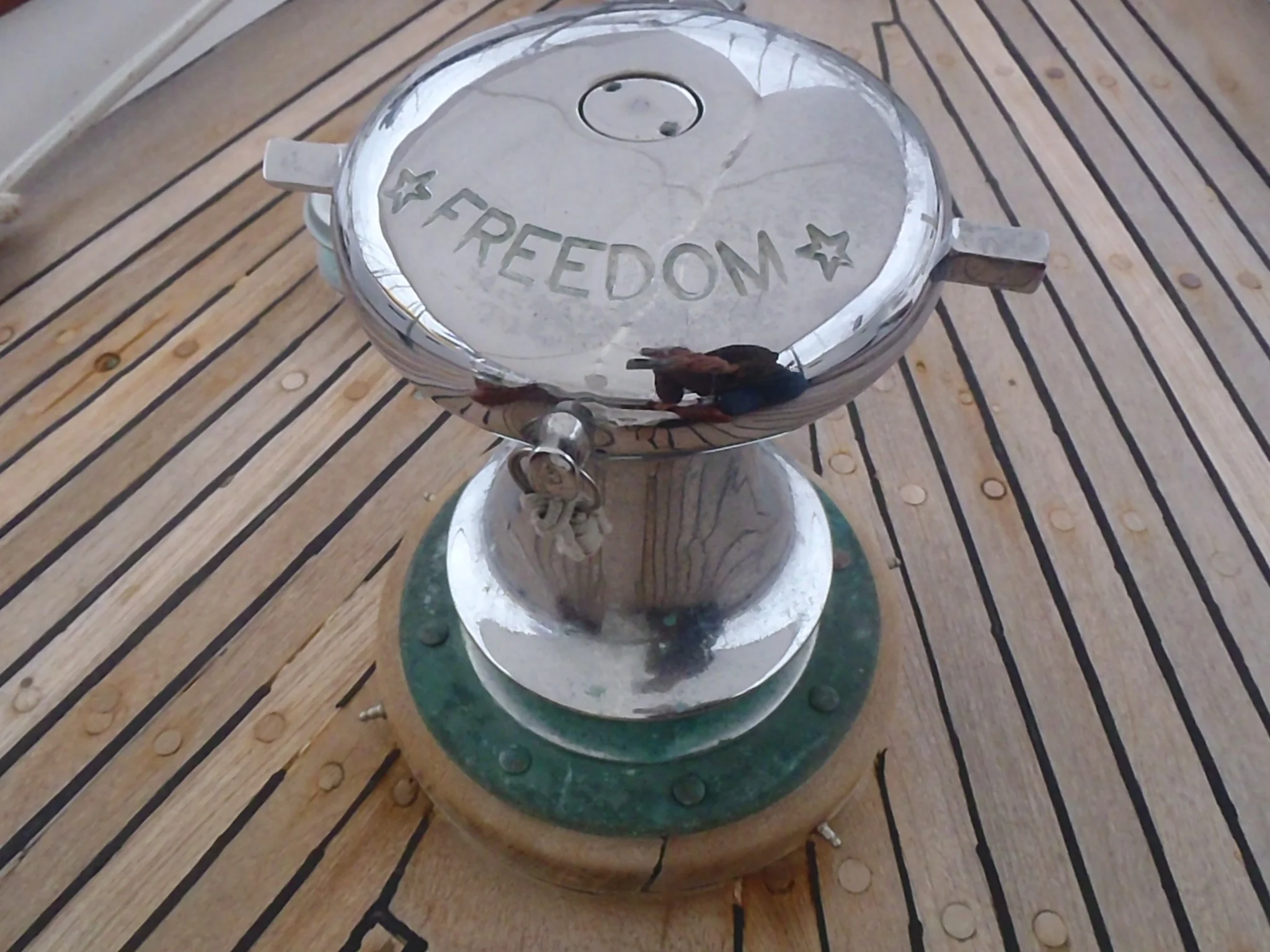 The compass of Freedom, built by Boston’s Wilfred O. White and Sons, is a particularly beautiful item.