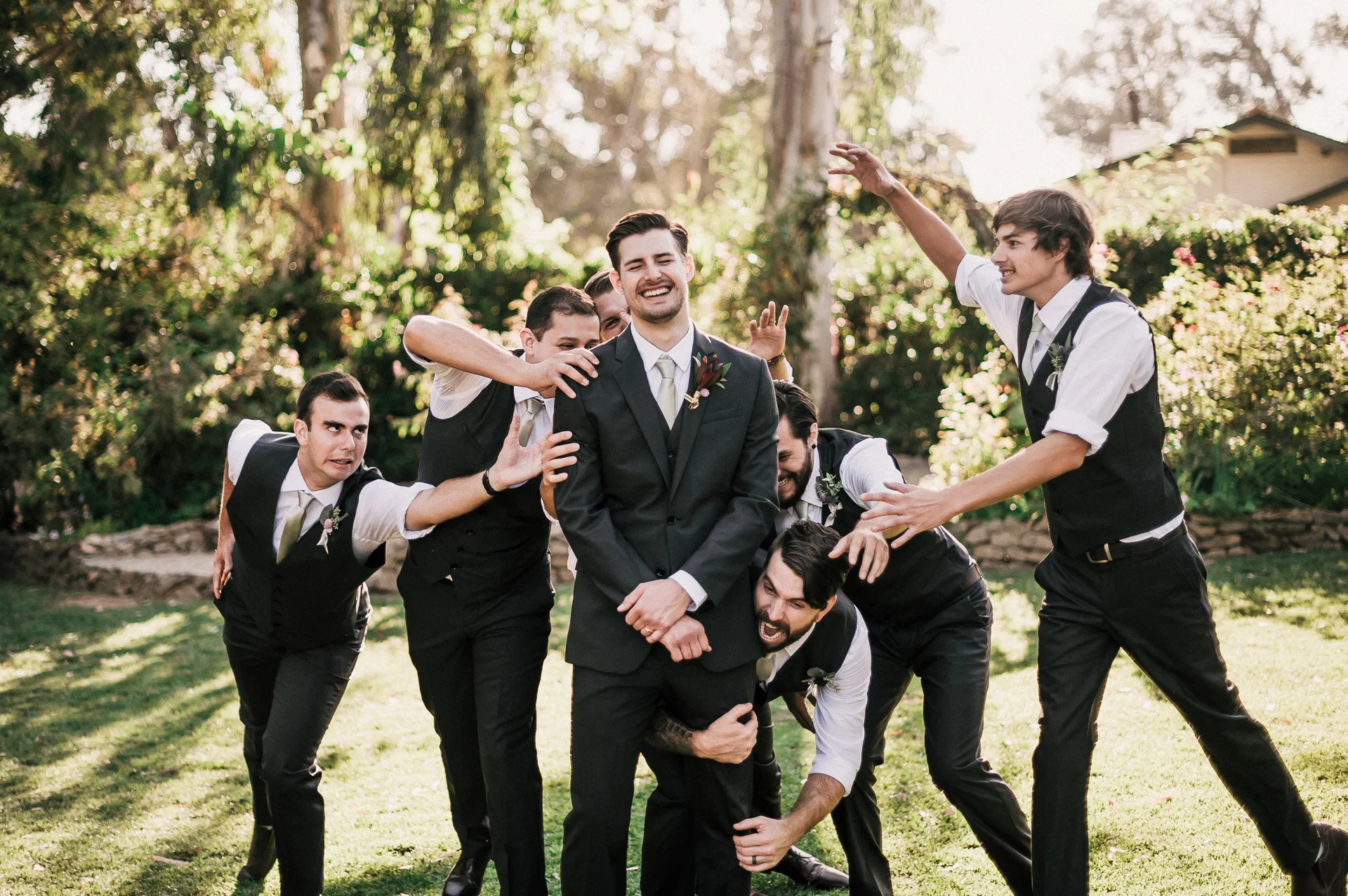 Groomsmen attack the groom