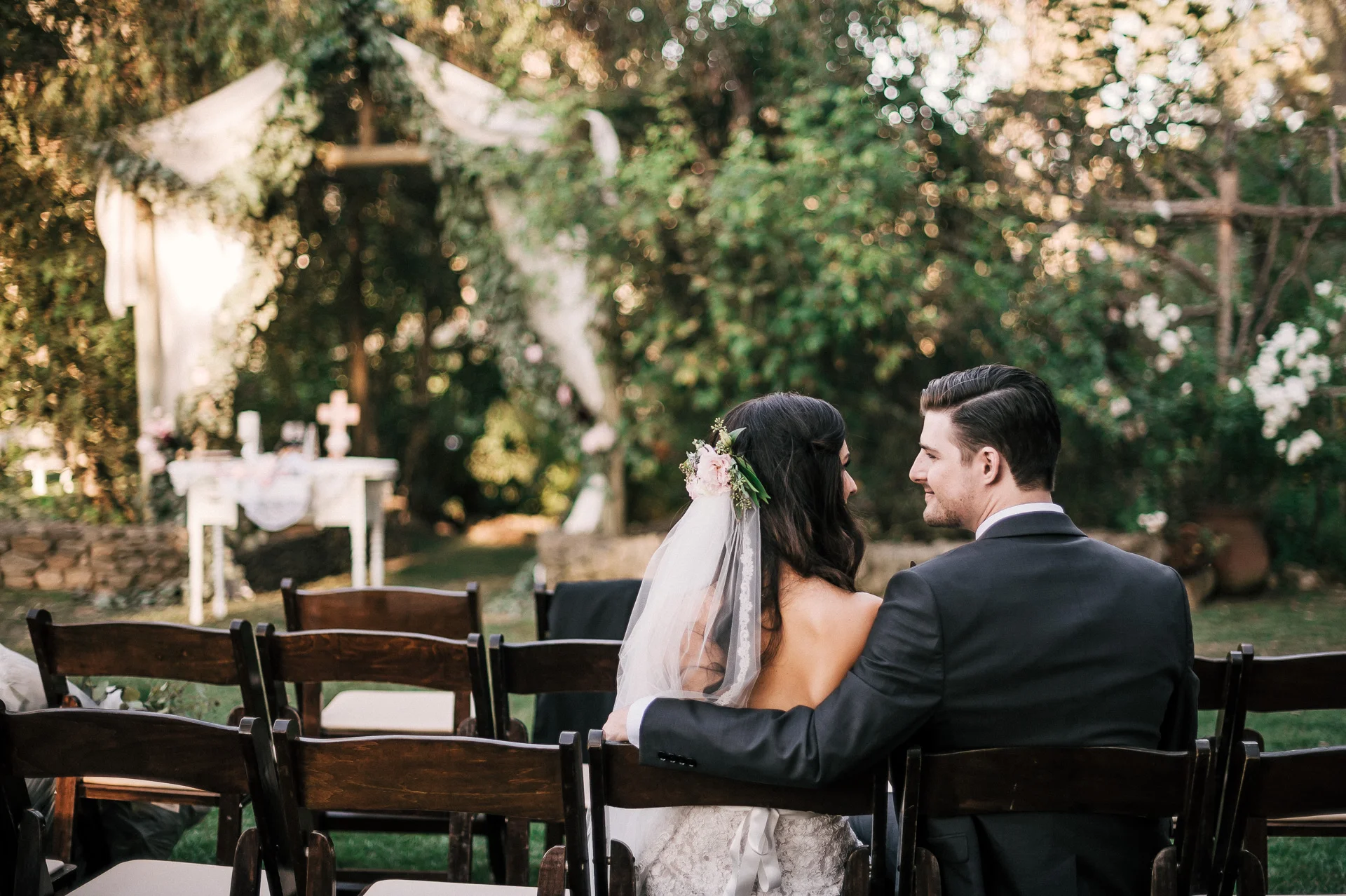 bride and groom enjoy their ceremony location