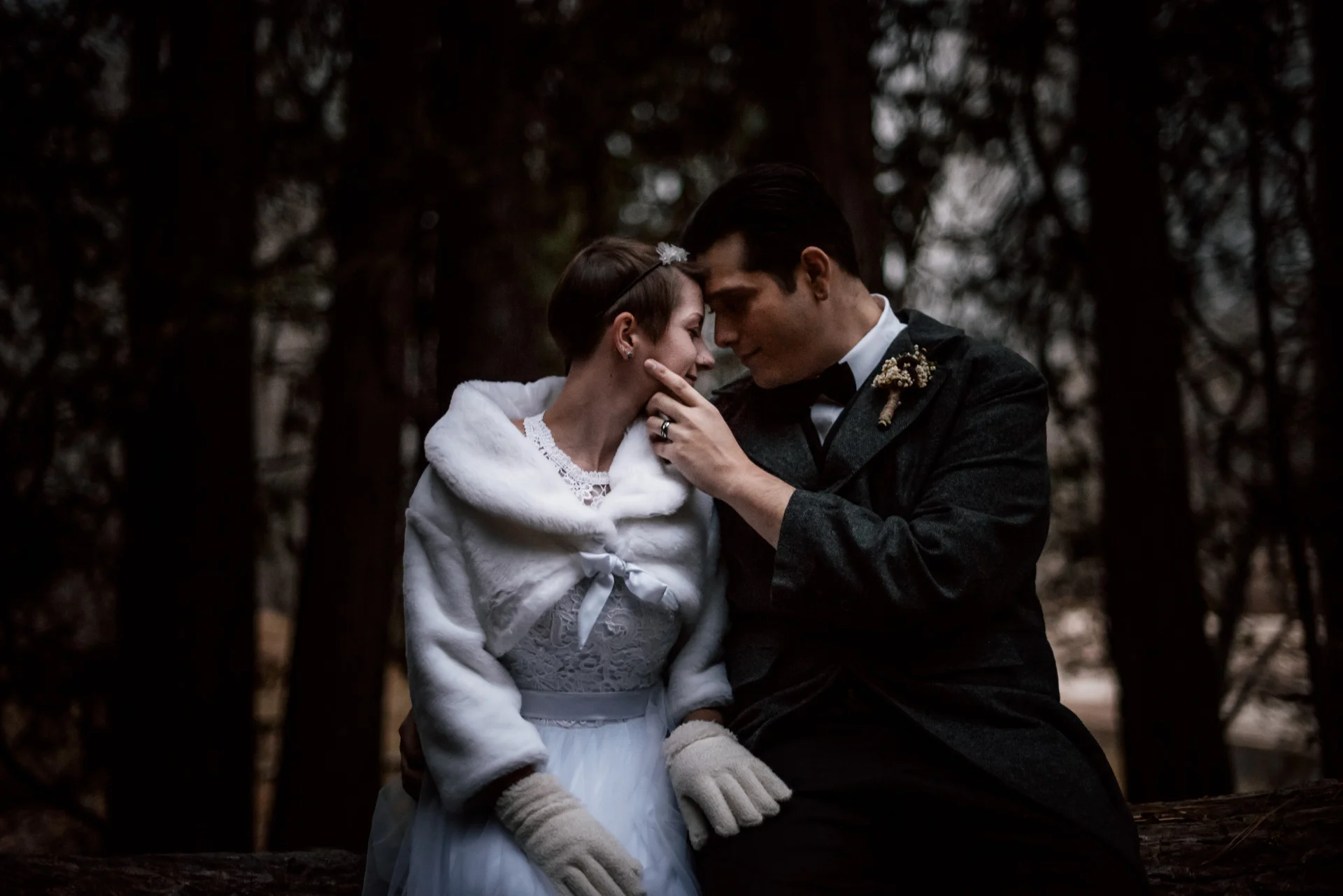 Tender moment between couple