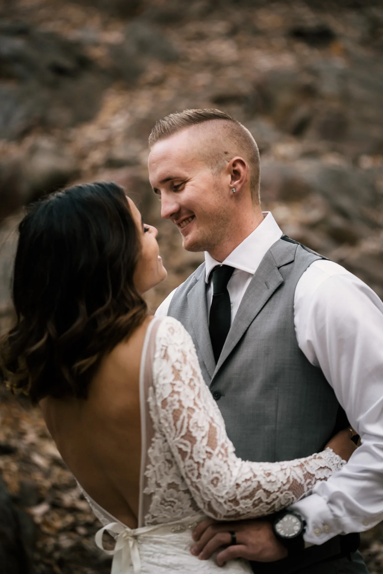 happy groom at rustic pymm ranch wedding venue in winchester california