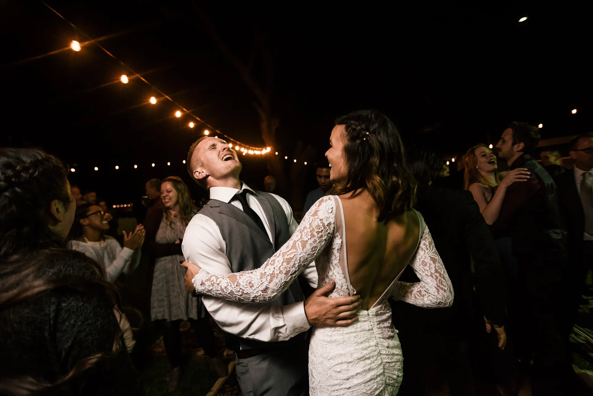 bride and groom party at rustic pymm ranch wedding venue in winchester california