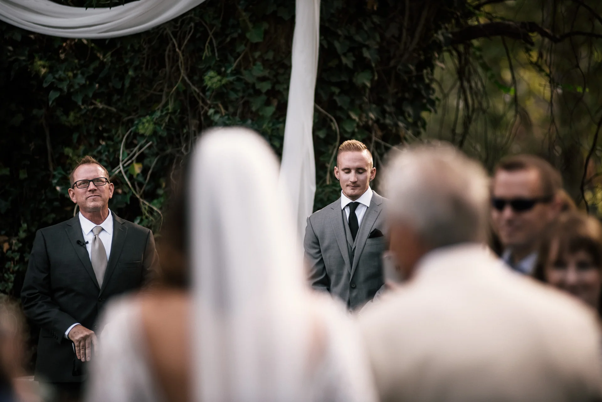 groom sees bride for the first time at rustic pymm ranch wedding venue in winchester california