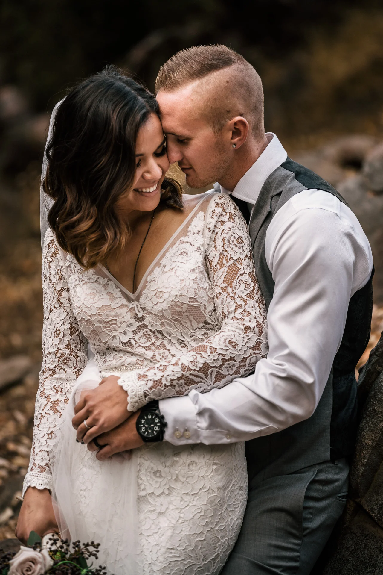 Bride and groom intimate wedding photography at rustic pymm ranch wedding venue in winchester california