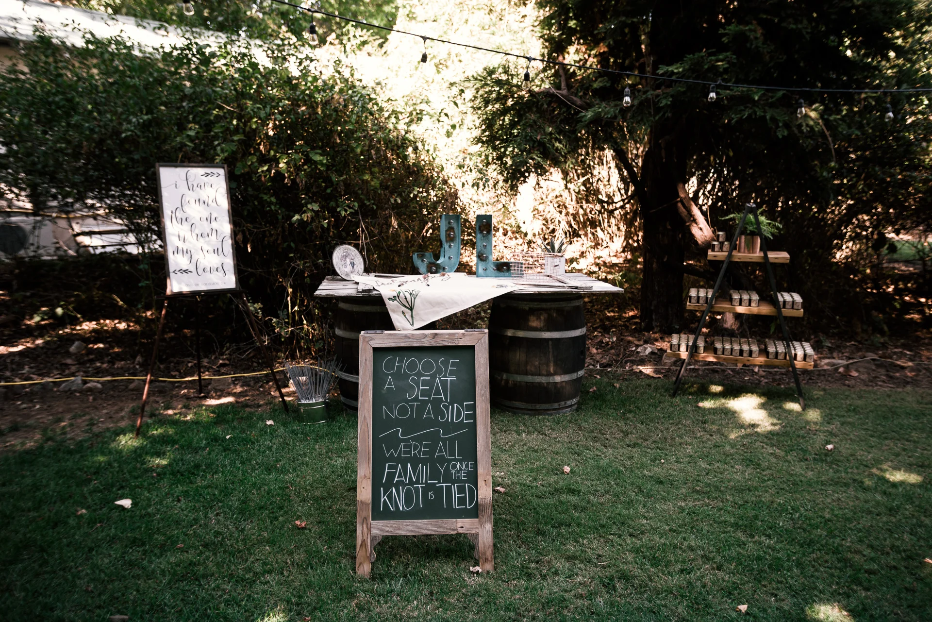 chose a seat not a side sign shot by wedding photographer at the charming St. George Hotel in Volcano California