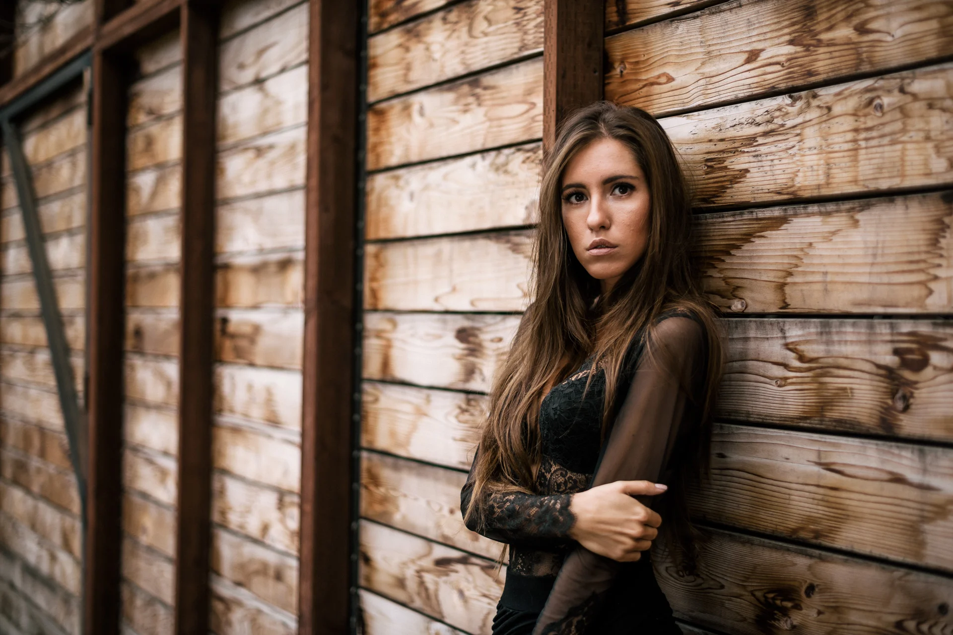 The Hungarian Brunette Lingerie as outerwear fashion photo shoot in Venice Beach California