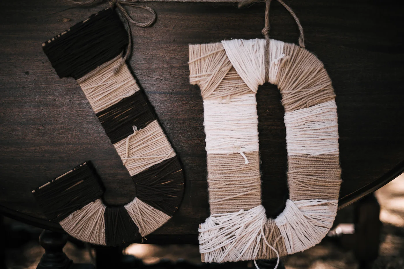 Handmade knit Initials of the bride and groom an easy home made wedding decortion idea for your Temecula wine country wedding