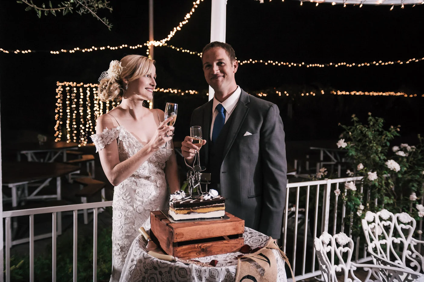 Happy couple toasts to their life togeather