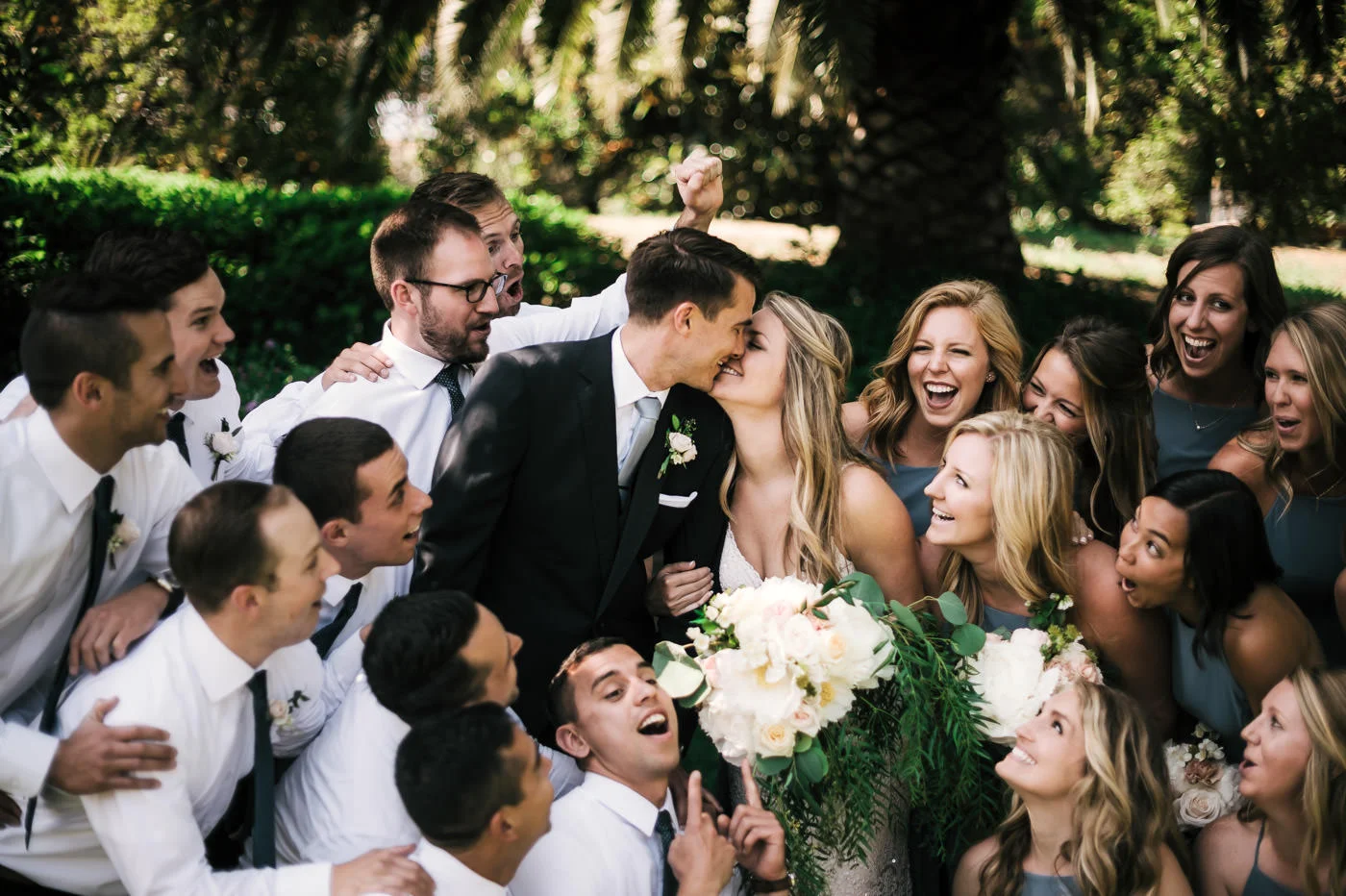 This couple opted to have a large bridal party at their Temecula wedding.