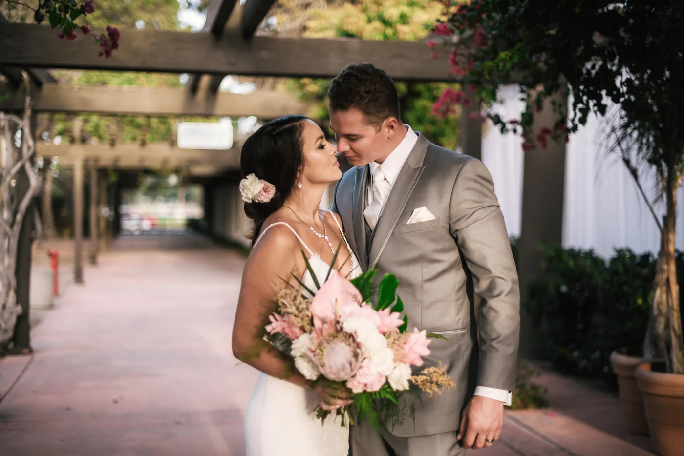 Romantic wedding photography at Marina Village in San Diego.