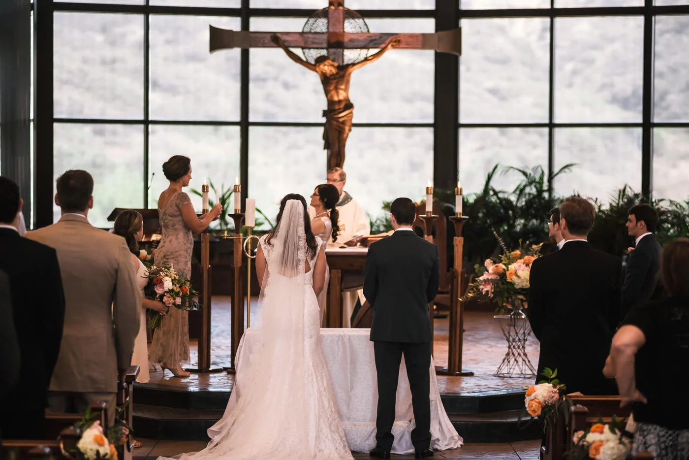 Catholic wedding ceremony at St Therese Carmel Church in La Jolla.
