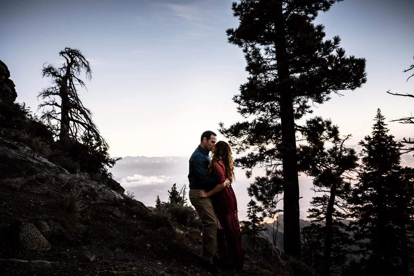 Kissing on the side of a mountain near Palm Springs.