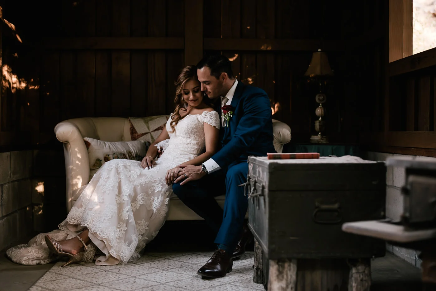 Bride and groom have an amazing photoshoot after their rustic wedding at The Homestead.