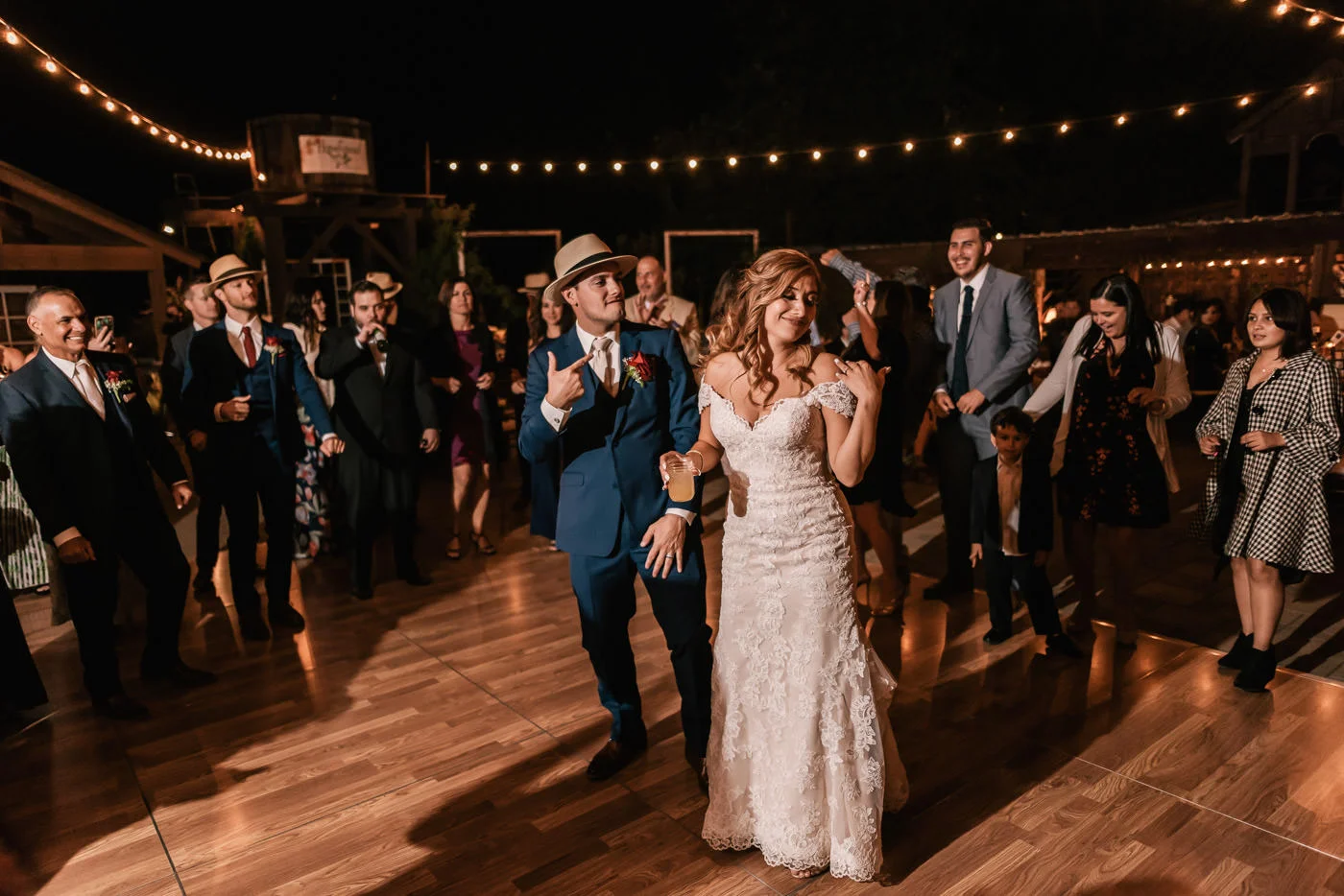 Bride and groom hit the dance floor after their ceremony.