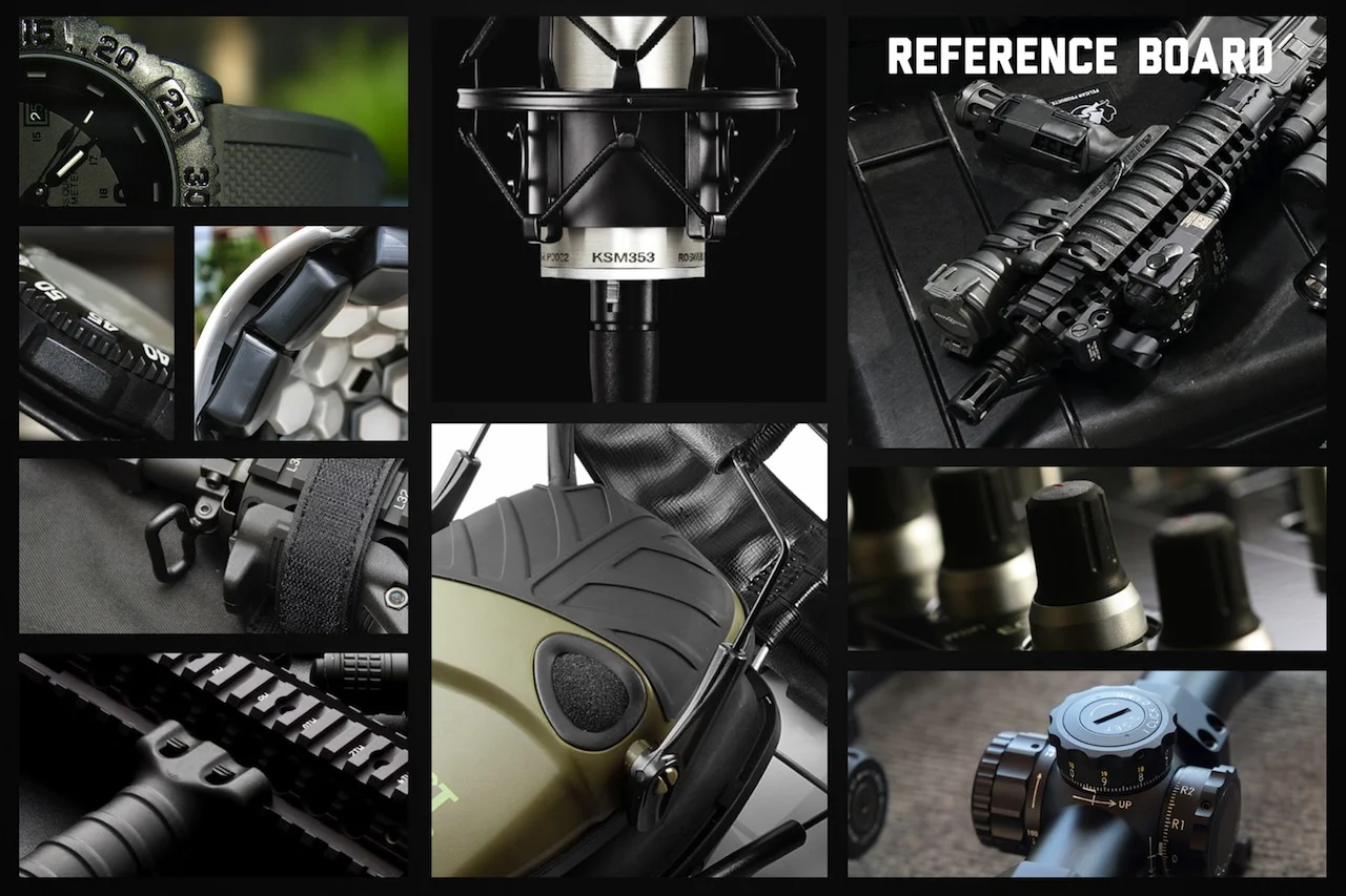 Attributes are visualized through imagery to better communicate a specific aesthetic.