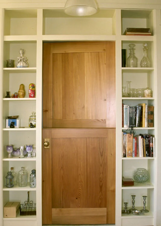 Dutch door with adjoining recessed shelf surround
