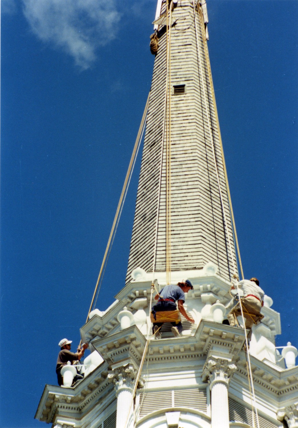 Renovation of a grand multi-cupola steeple