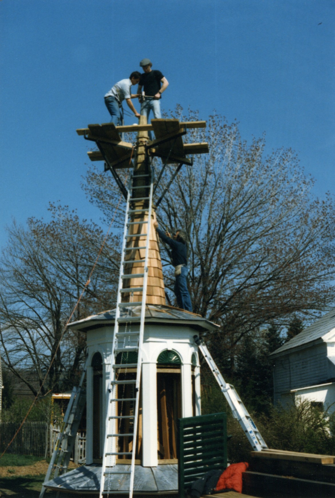 A two cupola steeple with spire atop nathrex