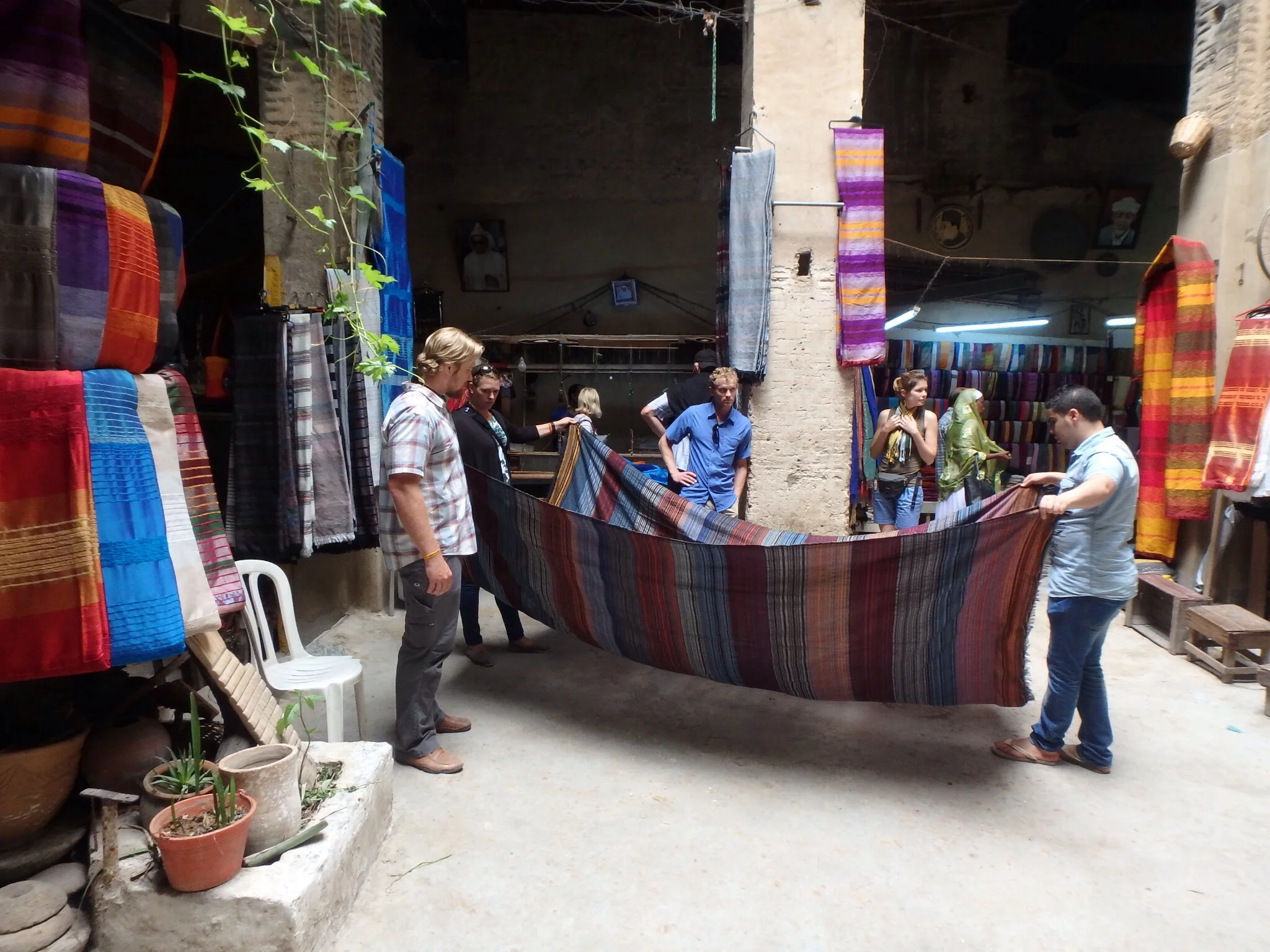 Buying linens in an artisan shop was a much better experience than being haggled on the crowded streets.