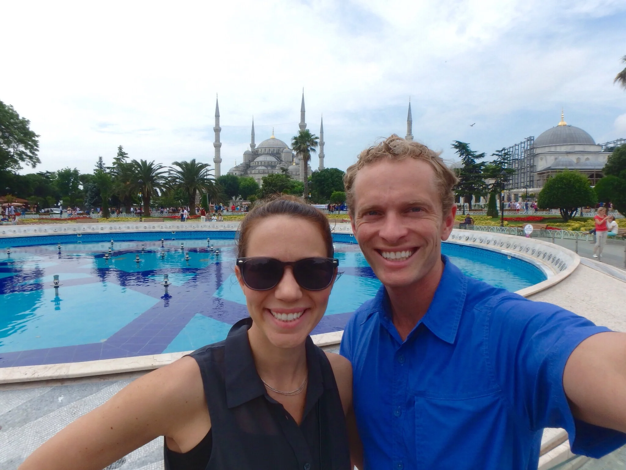 Enjoying the city is an understatement! The Blue Mosque is in the background.