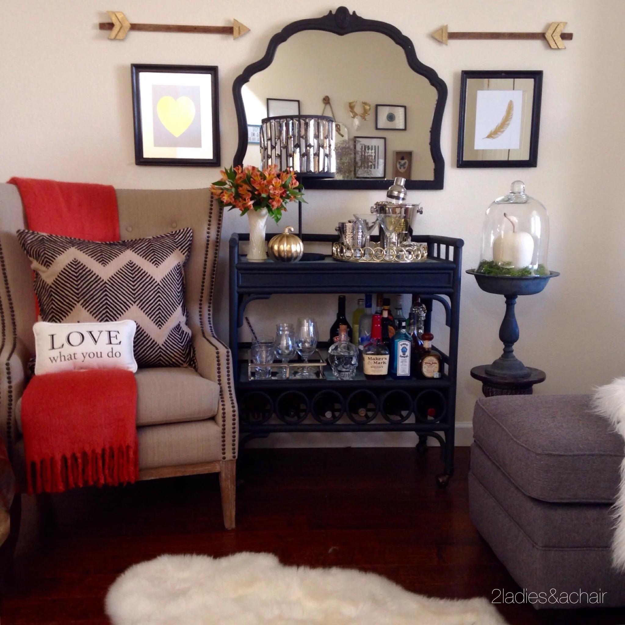 Front room and bar cart
