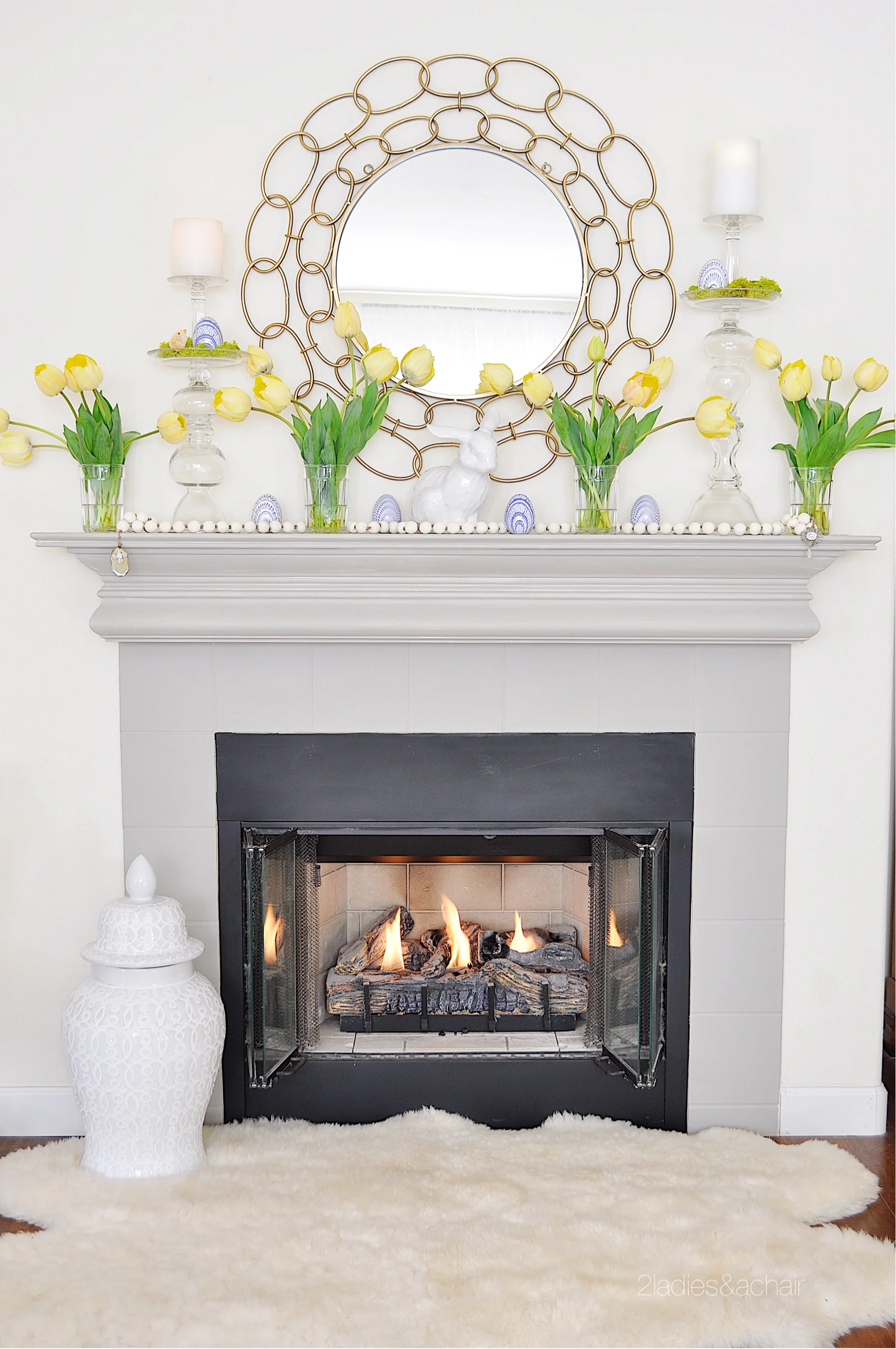 Simple Easter Mantel Decor