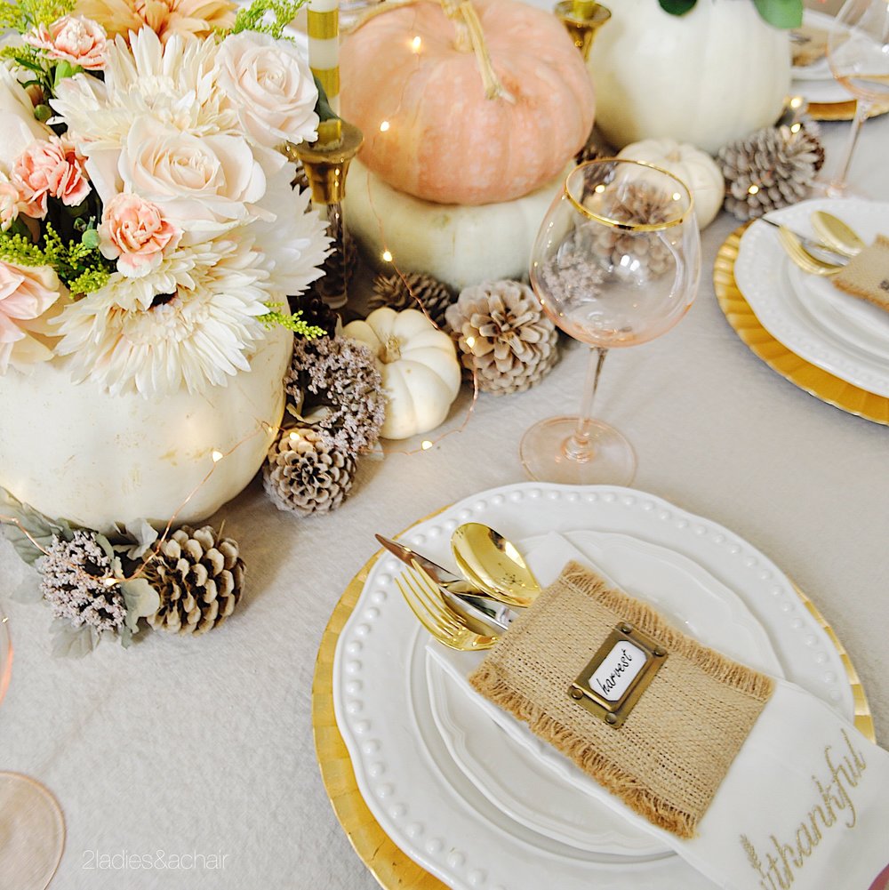 Creating A Simple Elegant Thanksgiving Tablescape — 2 Ladies & A Chair