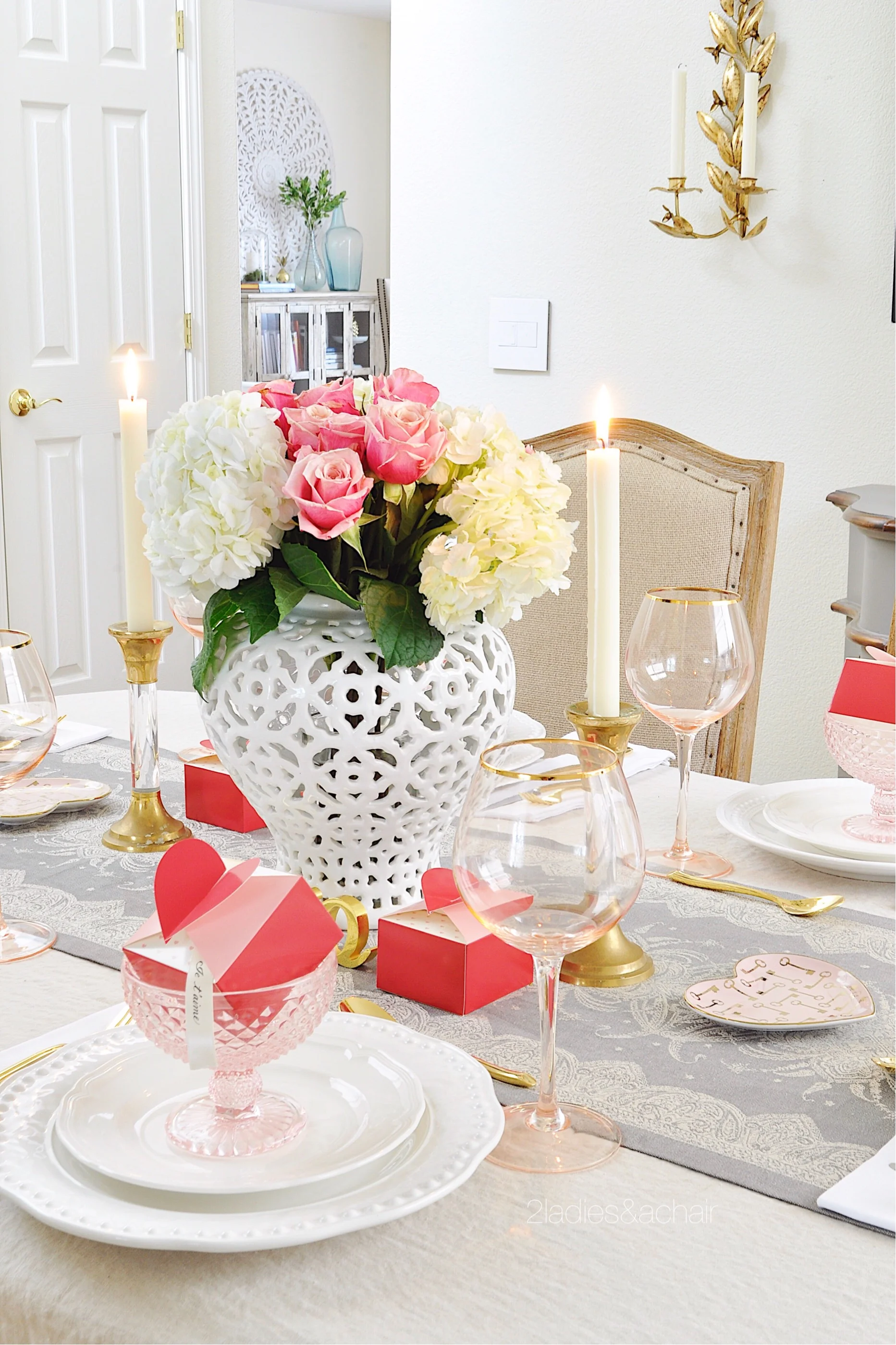 Easy Valentine's Day Table Decor — 2 Ladies & A Chair