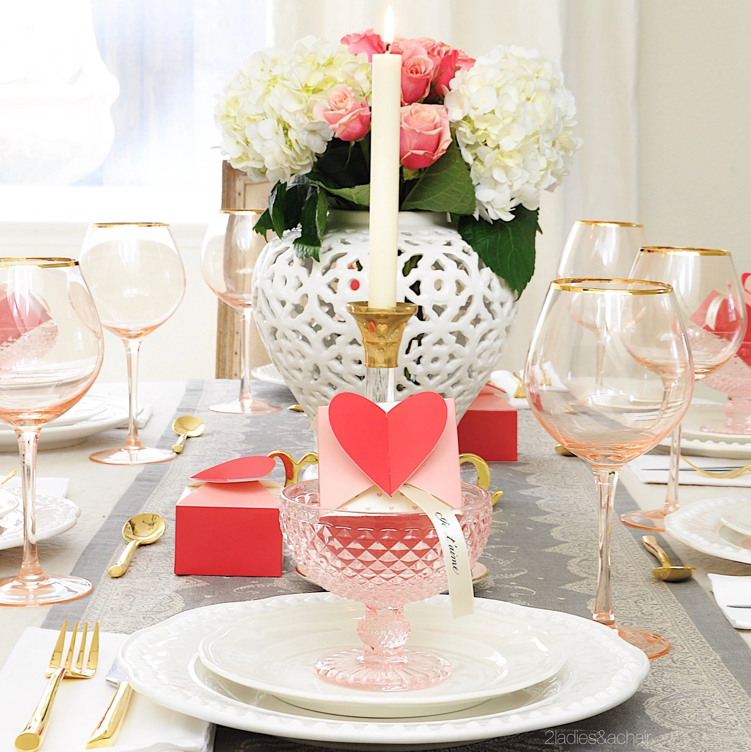 Easy Valentine's Day Table Decor — 2 Ladies & A Chair