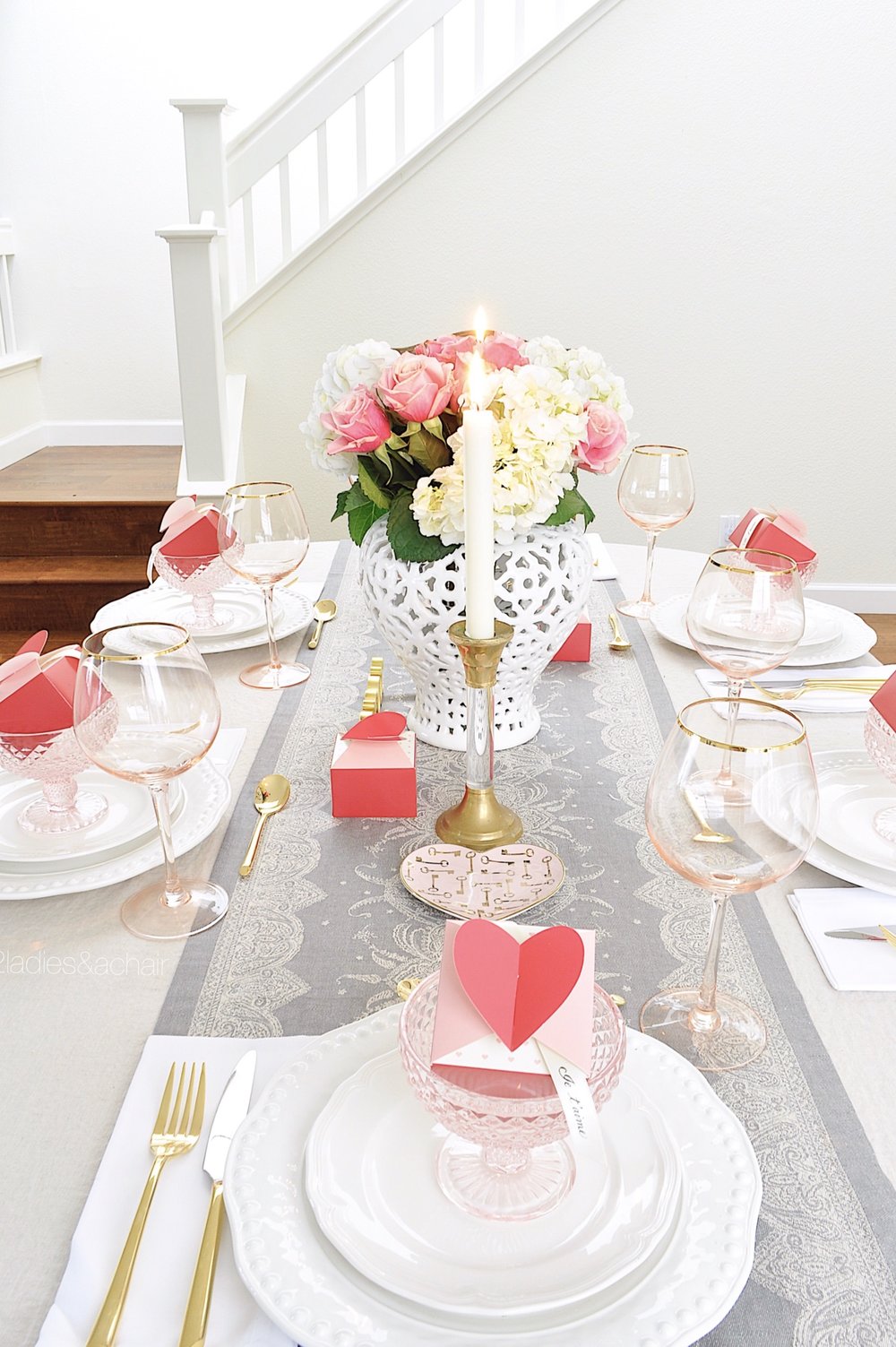 Easy Valentine\'s Day Table Decor — 2 Ladies & A Chair