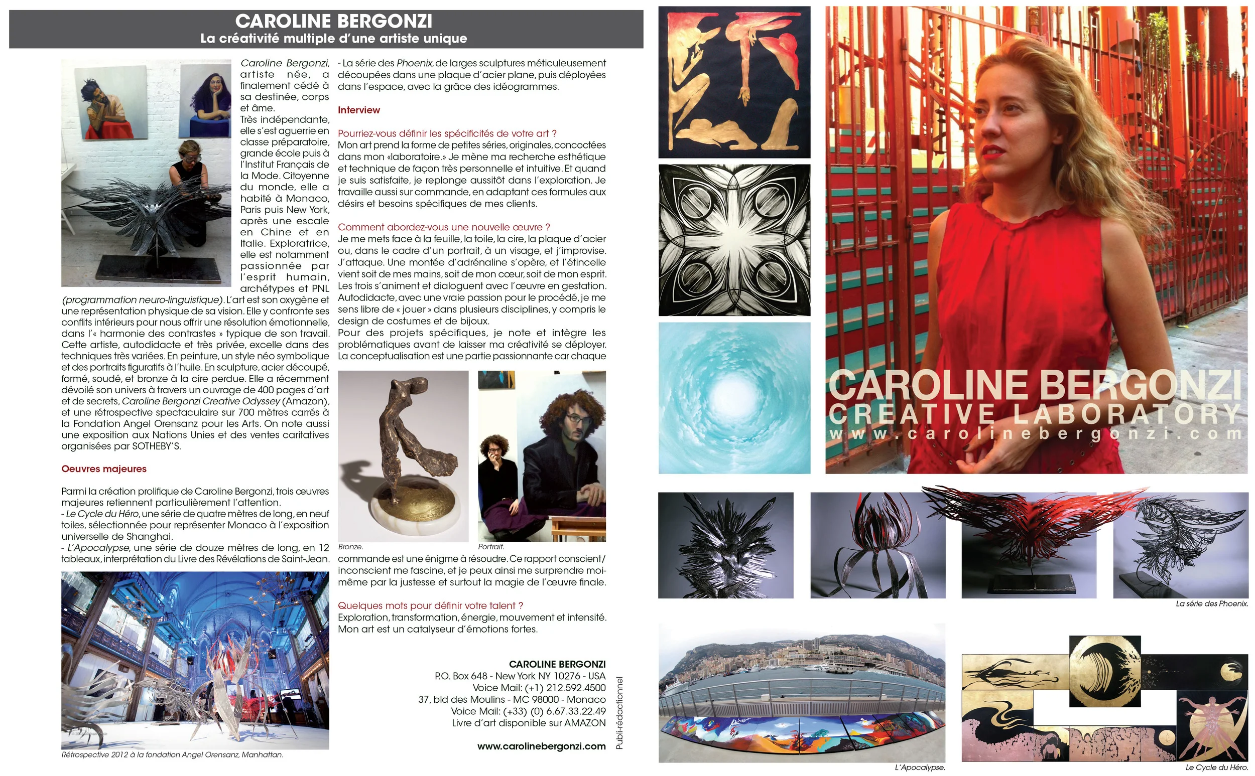 Maison & Jardin magazine, summer issue, with a special on Monaco.
Double page about artist Caroline Bergonzi. 