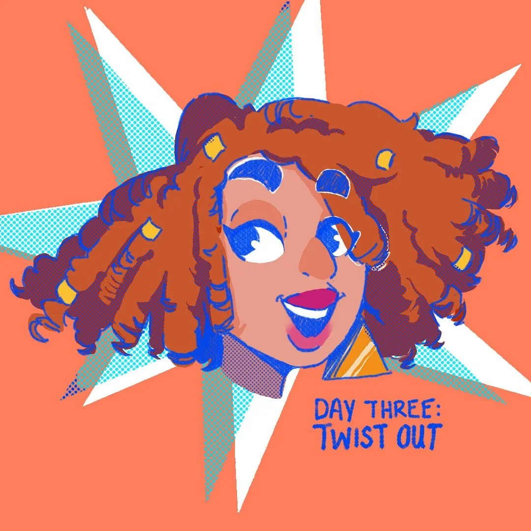 DAY THREE: TWIST OUT
This style is definitely not for the week, strong arms only! IYKYK
@art.of.seefah 
#art #hairdaydaily #sketch #dailyart #dailyartchallenge #drawdaily #digitalart #illustration #digitalart #artistsonimstagram #blackgirlhairstyles 