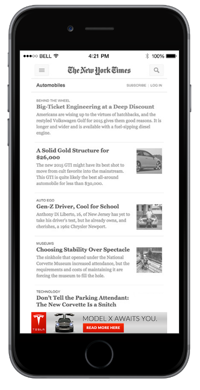 <center>Tesla Model X mobile ad | <a href="http://steveca.lderon.com/spritz/tesla/" target="_blank">Watch live ad</a></center><br><br>