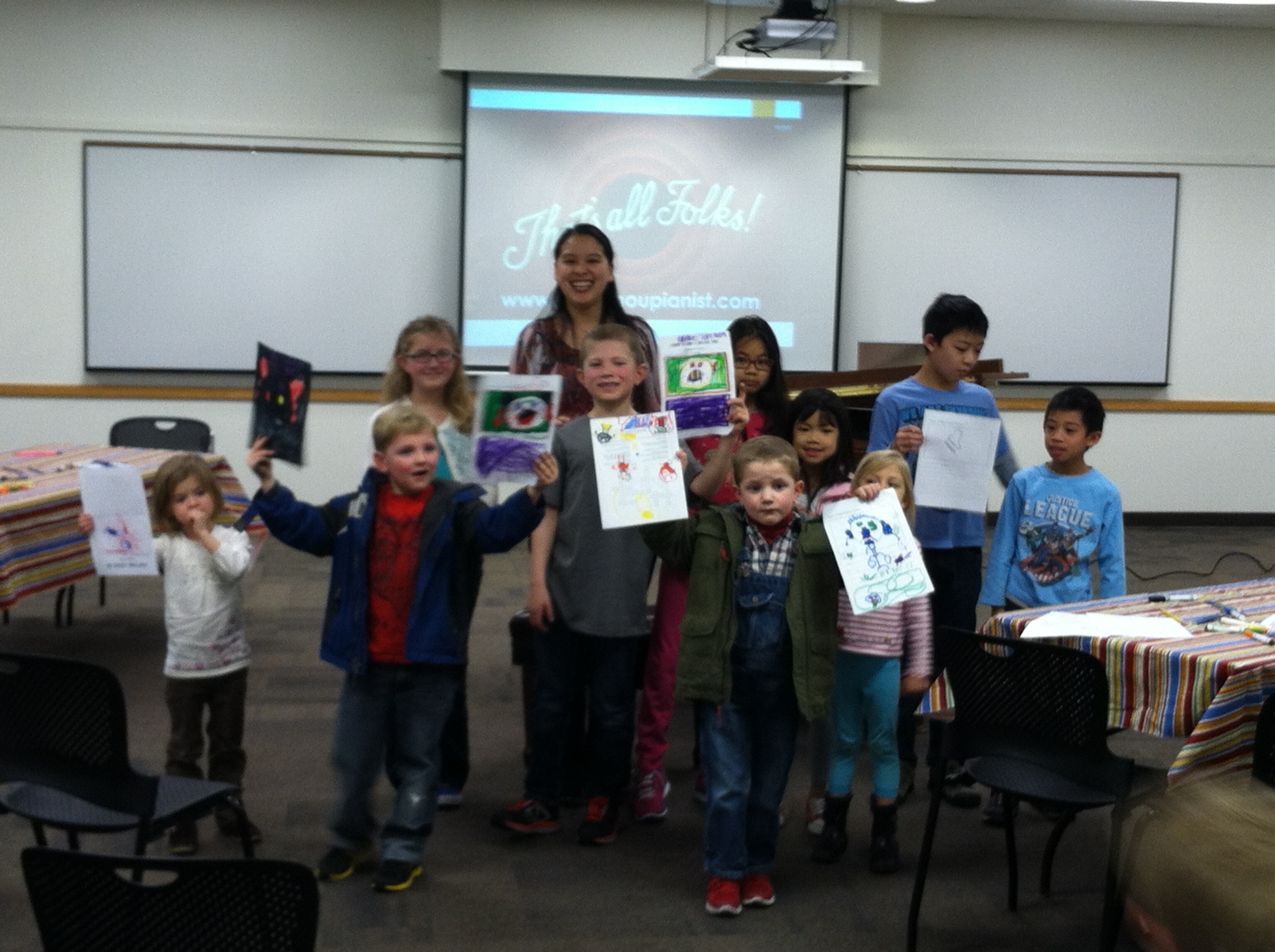 The young audience were asked to draw pictures to match the music. 