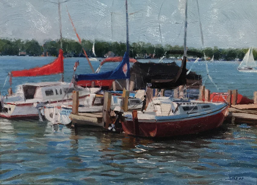 At the Dock 9 x 12 Oil by Philip Selzer / $700