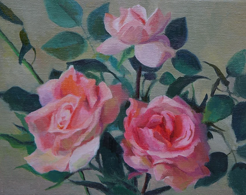 Summer Roses 8 x 10 Oil / $400
