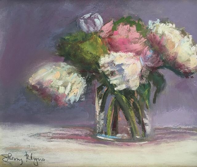 Peonies! Sharing how precious time is, and how quickly the peak may pass. Soft pastel, 10&rdquo; wide, 8&rdquo; tall. By gallery owner and artist Sherry Rhyno. It&rsquo;s almost the first day of summer! Gallery 31 Fine Art on Cape Cod is open for bus