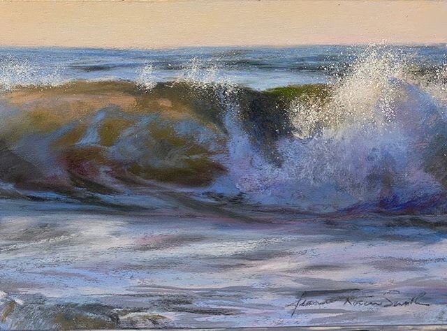 🔴 Detail of &ldquo;Morning Glow&rdquo; by @jeannerosiersmith &mdash; a 16&rdquo; w by 8&rdquo; h soft pastel off to make its home in Holliston, MA with two art collectors who love fine art, especially pastel paintings. Congratulations, Jeanne!  Such