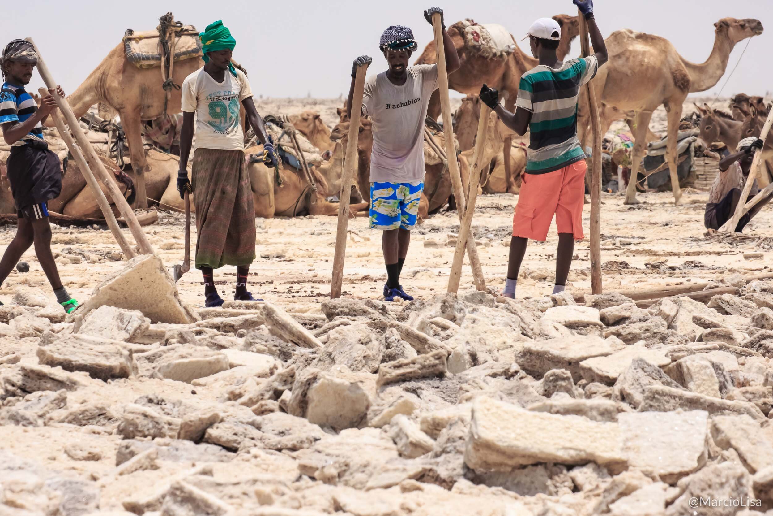 Extração de sal no Deserto de Danakil, Etiopia