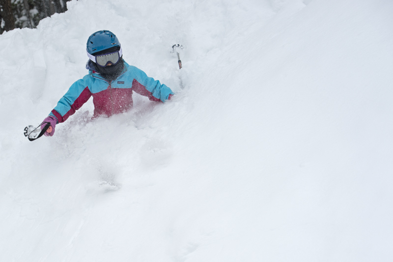 When you're only 4 feet tall, waist deep comes a lot more often, and you don't need to be in avalanche terrain to make some great powder turns. 