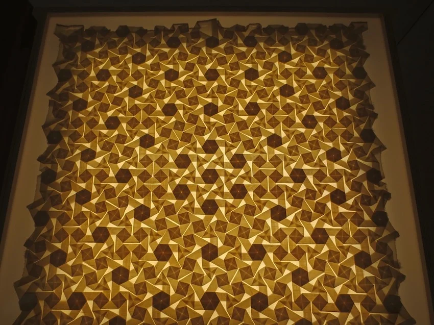 "Shadowfold Whirlspools" (1997), folded and pleated silk, uncut and undyed, by Chris Palmer.