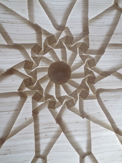 Folded and pleated silk, uncut and undyed, (detail), by Chris Palmer.